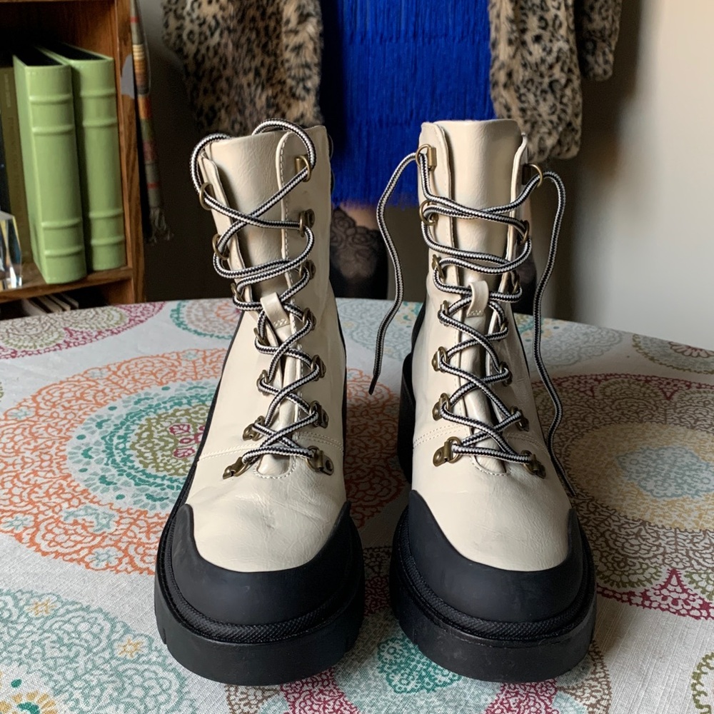 Michael By Michael Shannon NATACHA Faux Leather Platform Moto Combat Boots 8.5 - Picture 5 of 16